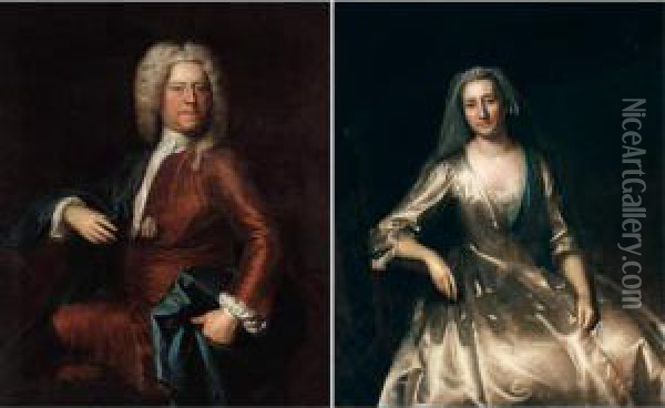 Portraits Of Thomas Havers And His Wife Oil Painting - Heroman Van Der Mijn