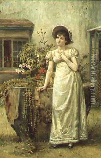Young Woman beside a Tree Stump Oil Painting - George Goodwin Kilburne