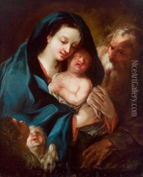 Die Heilige Familie Mit Zwei Engeln Oil Painting - Paul Troger