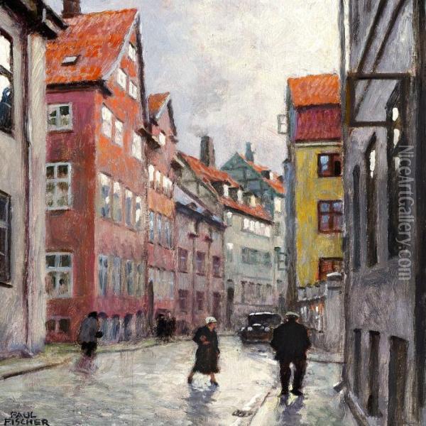 Rainy Day In Copenhagen Oil Painting - Paul-Gustave Fischer