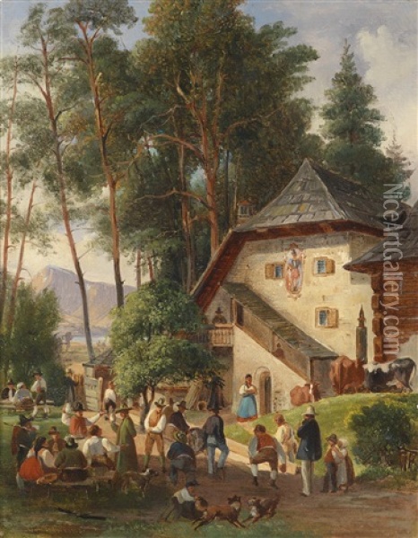 Dorffest Oil Painting - Johann Nepomuk Passini