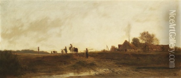 Heimkehr Der Landleute Am Abend Bei Pang Iii Oil Painting - Adolf Heinrich Lier