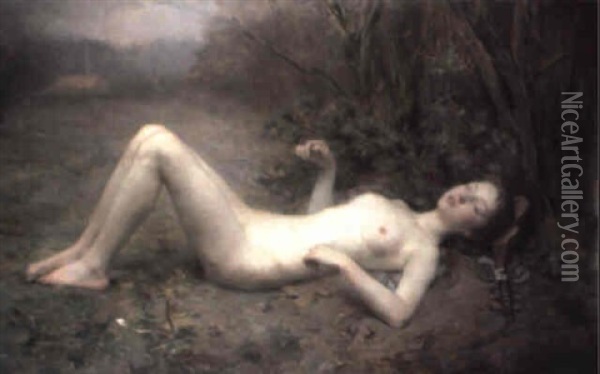 Female Nude In A Landscape Oil Painting - Georges Callot