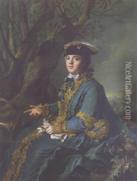 Portrait Of Louise-elisabeth De France, Infante Of Spain, In Riding Costume Oil Painting - Jean Marc Nattier