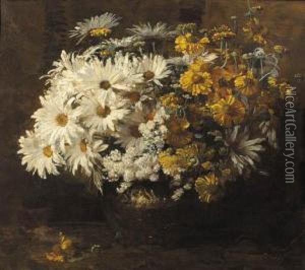 A Still Life With Flowers In A Vase Oil Painting - Frans David Oerder