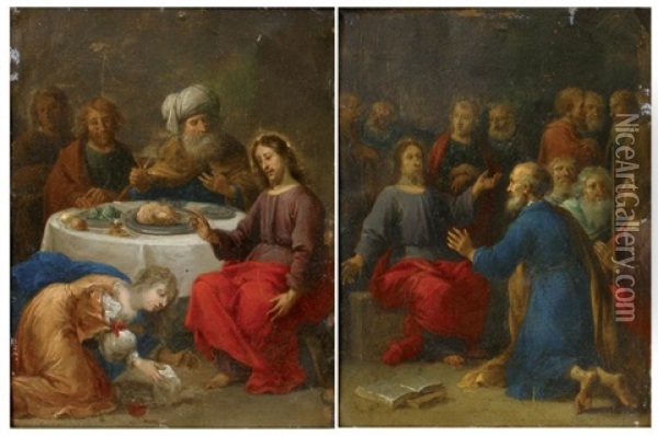 Le Christ Prechant A Ses Apotres (+ Le Repos Chez Simon Le Pharisien; Pair) Oil Painting - Peeter Sion