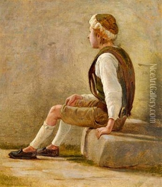 A Shepherd Boy Oil Painting - Wilhelm Ferdinand Bendz