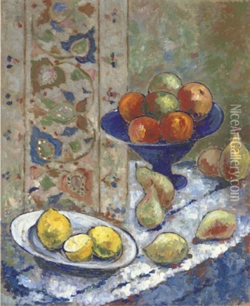 Still Life With Apples, Pears, Oranges And Lemons Oil Painting - Alexandra Exter