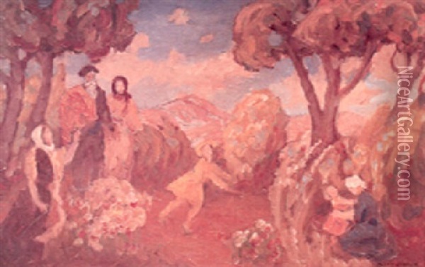 Allegorical Scene Oil Painting - Clark Hobart