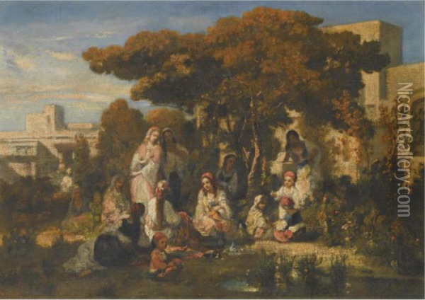 Scene D'une Ville Orientale Oil Painting - Narcisse-Virgile D Az De La Pena