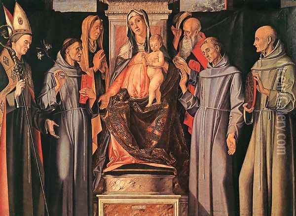 Holy Family (Sacra Conversazione) 1480 Oil Painting - Alvise Vivarini