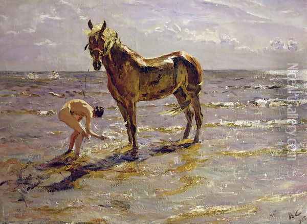 Bathing a Horse, 1905 Oil Painting - Valentin Aleksandrovich Serov