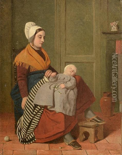 Mother And Child Oil Painting - James Collinson