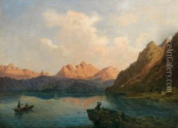 Abendstimmung Am See Oil Painting - Gustav Osterroht