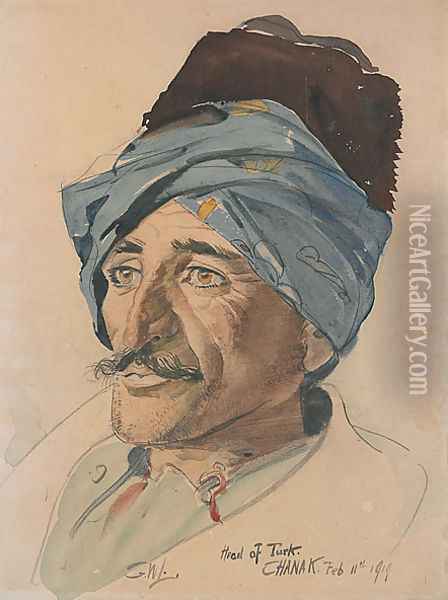 Head of a Turk, Chanak Oil Painting - George Lambert