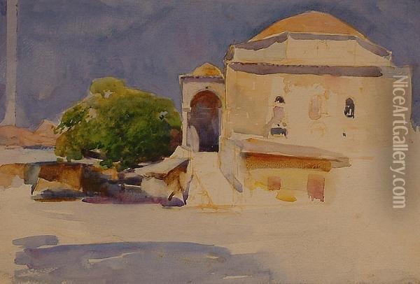 A Domed Building In The Middle East. Oil Painting - Henry Simpson