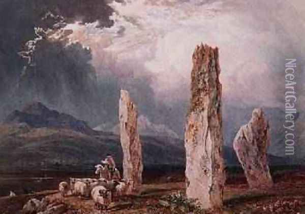 Circle of Stones at Tormore Isle of Arran 1828 Oil Painting - William Andrews Nesfield