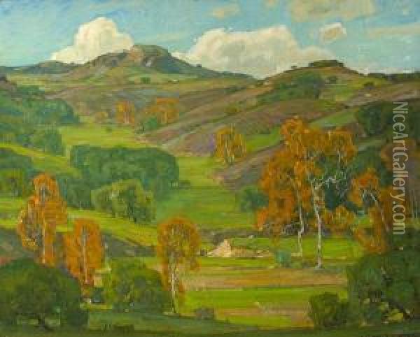 Autumn Sycamores Oil Painting - William Wendt