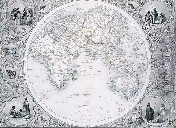Eastern Hemisphere, from a Series of World Maps published by John Tallis and Co., New York and London, 1850s Oil Painting - John Rapkin