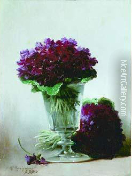 Deux Bouquets De Violettes Oil Painting - Eugene Bidau