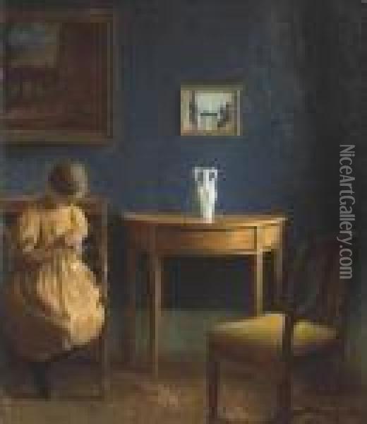 Girl In An Interior Oil Painting - Peder Vilhelm Ilsted