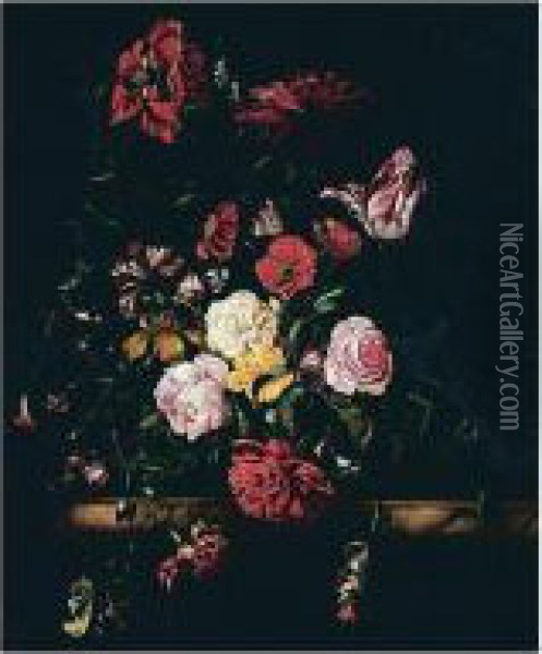 Still Life Of Flowers Oil Painting - William Hammer