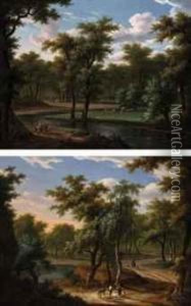 Landscape With Shepherds And Their Flocks Oil Painting - Frans Swagers