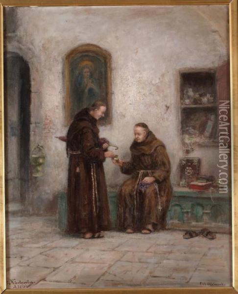 I Klostercellen, Assisi Oil Painting - Frans Wilhelm Odelmark