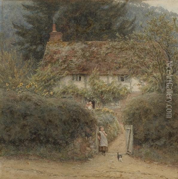 Cottage At Grayswood, Near Witley, Surrey Oil Painting - Helen Mary Elizabeth Allingham
