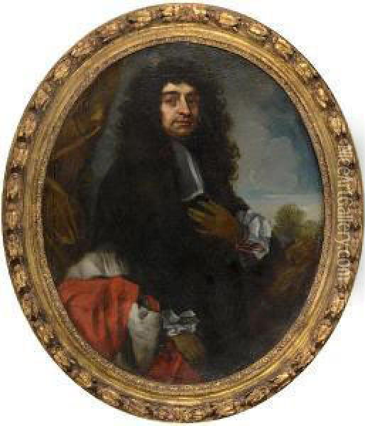 Portrait Of A Gentleman Oil Painting - Antonio Verrio