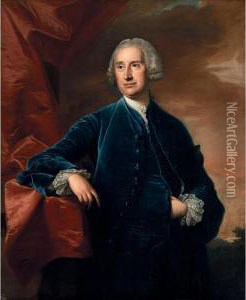 Portrait Of Sir Edward Knatchbull, 7th Bt. (1704-1789) Oil Painting - Francis Coates Jones