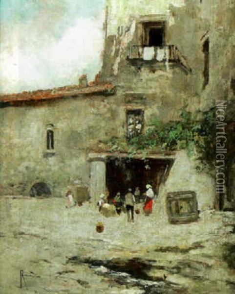 View Of Casa Colonica, Salerno, Italy Oil Painting - Oscar Ricciardi