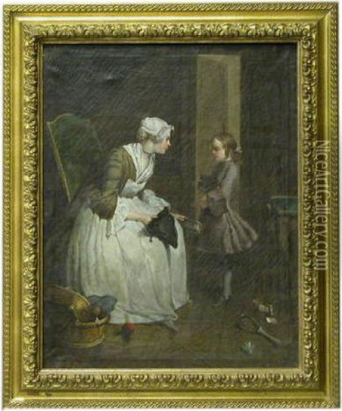 La Servante Et Le Jeune Marquis Oil Painting - Francois Finet