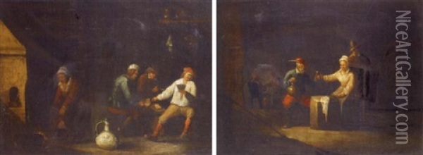 Joueurs De Cartes Dans Une Auberge Oil Painting - Abraham Diepraam