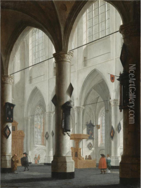 The Interior Of The Laurenskerk, Rotterdam Oil Painting - Daniel de Blieck