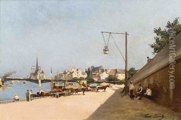 Vue Du Pont De Sully Oil Painting - Paul Lecomte