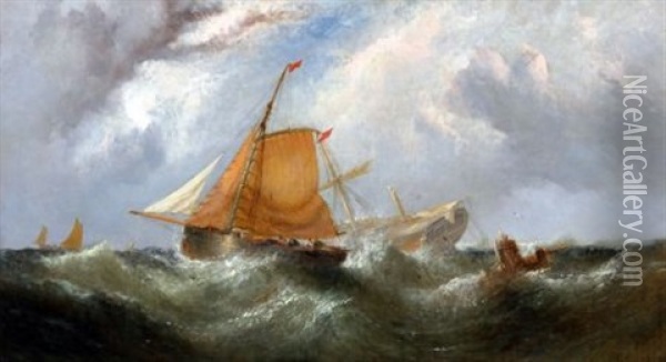 Shipping In Rough Seas Oil Painting - Alfred Priest