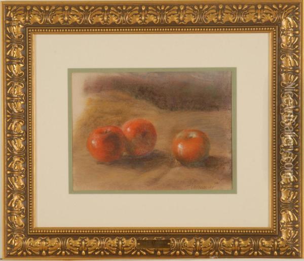 Still Life With Three Apples Oil Painting - Henri-Louis Levasseur