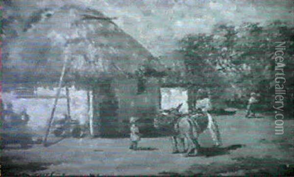 To Market/a Jamaican Village Scene Oil Painting - Abbott Fuller Graves