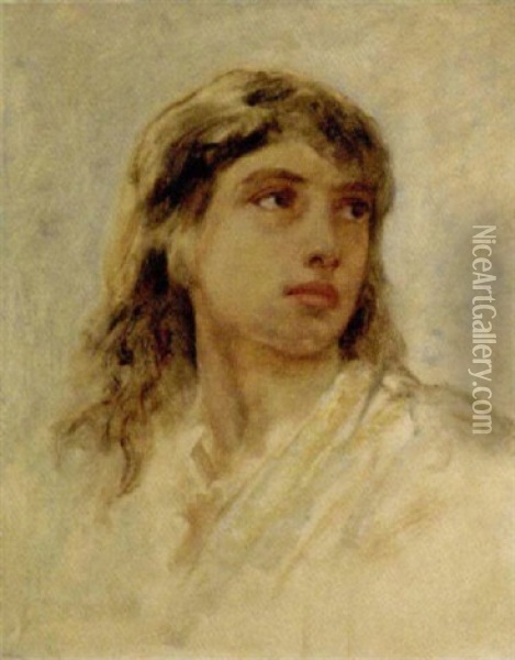 A Young Arab Girl Oil Painting - Edwin Long