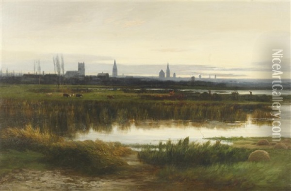 Dawn Breaking Across The Meadow Oil Painting - William Beattie Brown