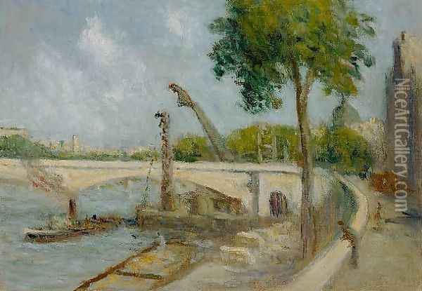 The bridge of Carrousel and the Quai Voltaire, Paris Oil Painting - Maximilien Luce