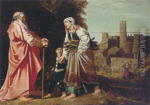 Elijah And The Widow Of Zarephath Oil Painting - Jan Pynas