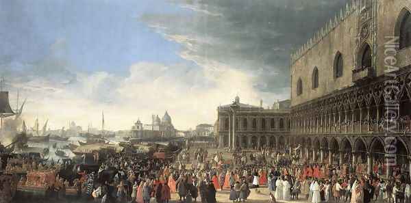 The Reception of Cardinal César d'Estrées 1701 Oil Painting - Luca Carlevaris