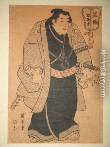 Un Lutteur De Sumo En Kimono De Sortie Oil Painting - Ipposai Yasugoro Kuniyasu