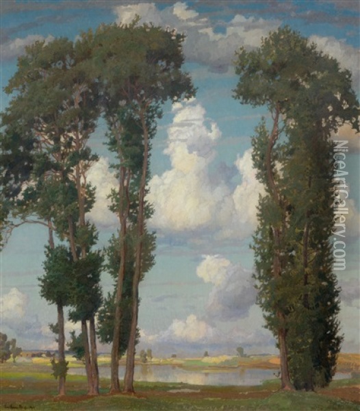 Landscape With Tree Group Oil Painting - Richard Kaiser