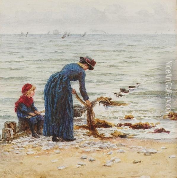 On The Beach Oil Painting - Helen Mary Elizabeth Allingham