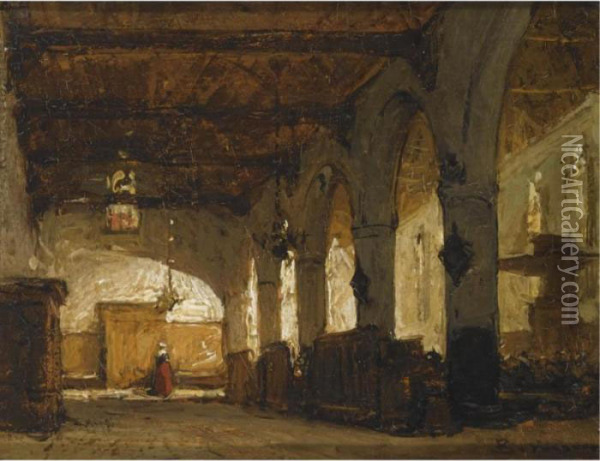The Bakenesserkerk In Haarlem Oil Painting - Johannes Bosboom