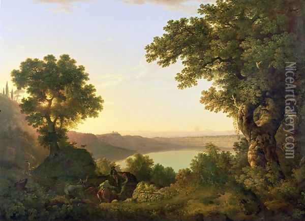 Lake Albano Oil Painting - Thomas Jones