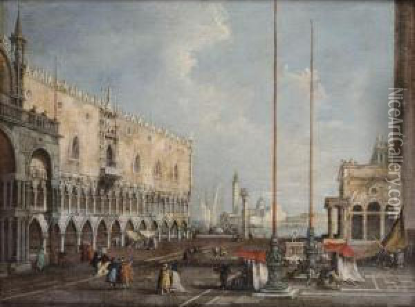 La Piazzetta Et Le Palais Des Doges A Venise Oil Painting - Giuseppe Ponga